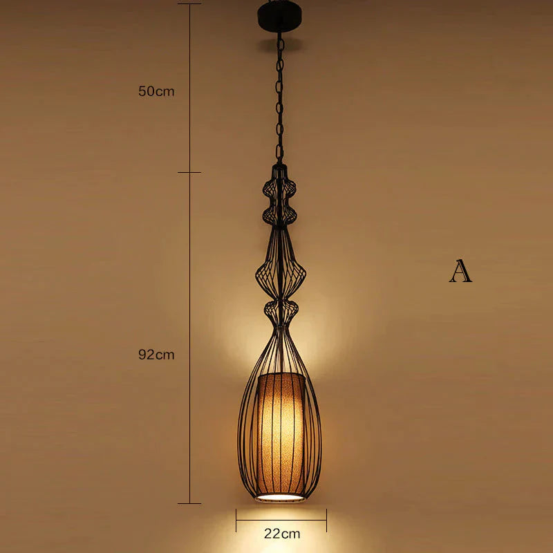 Creative Cafe Retro Birdcage Lamp Chandelier A / White No Light Source Pendant