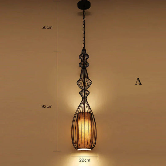 Creative Cafe Retro Birdcage Lamp Chandelier A / White No Light Source Pendant