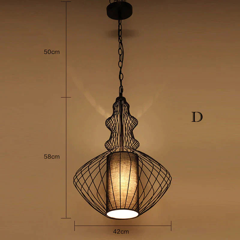 Creative Cafe Retro Birdcage Lamp Chandelier D / White No Light Source Pendant