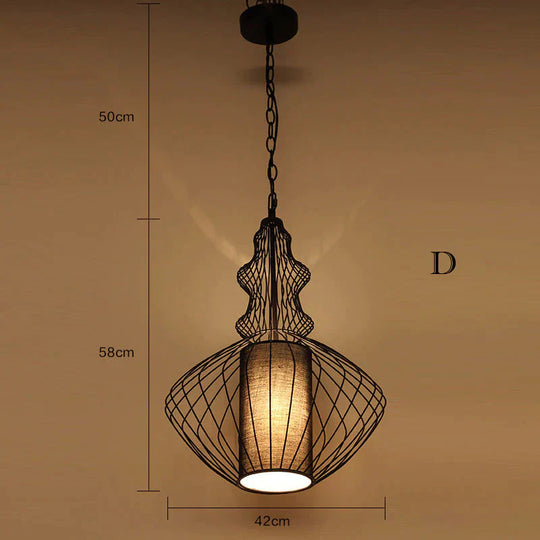 Creative Cafe Retro Birdcage Lamp Chandelier D / White No Light Source Pendant