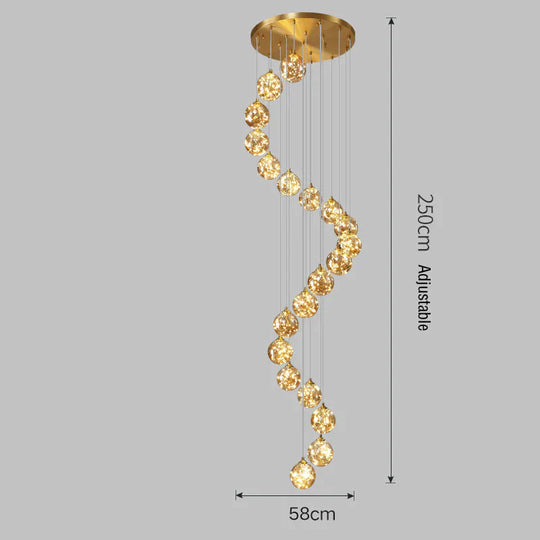 Nordic Light Luxury Crystal Living Room Chandelier All Copper 20 Heads / Trichromatic Light Pendant