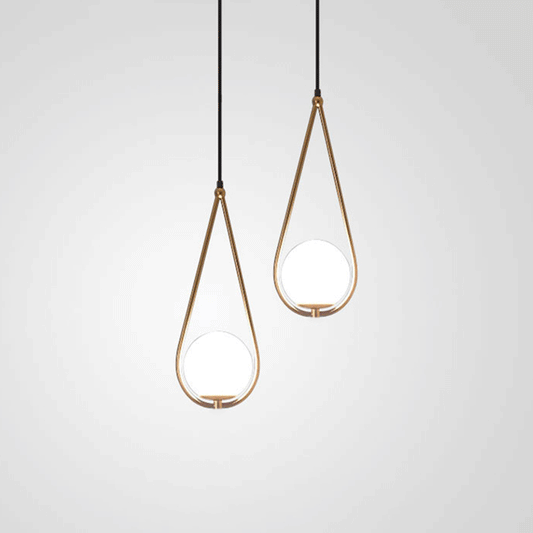 Viviana - Metal Teardrop Hanging Ceiling Light Minimalism 1 Bulb Brass Finish Drop Pendant With