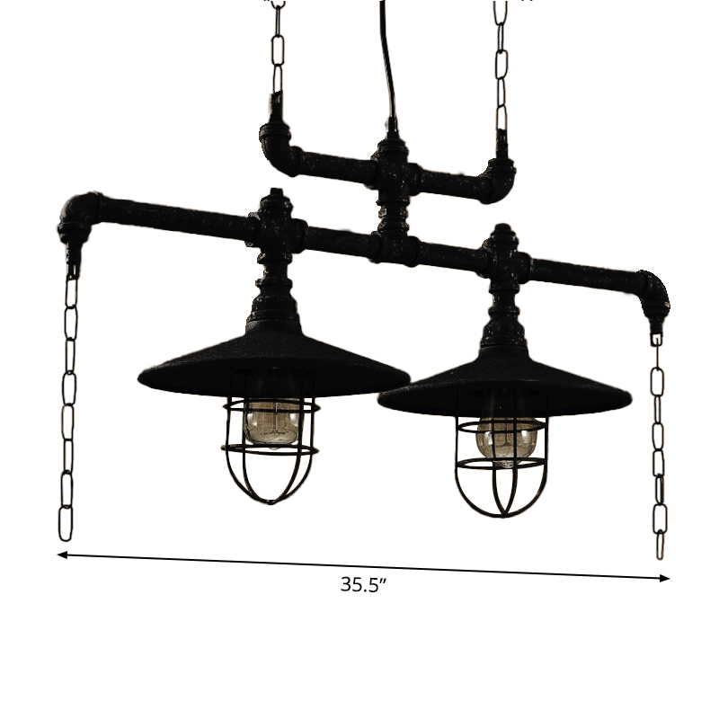 Steampunk Black Iron Hanging Light Fixture With Cage And Chain Deco Pendant Lighting