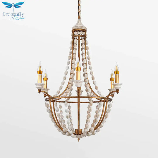 5 Bulbs Candle Ceiling Chandelier Traditional Metal Suspended Lighting Fixture In Rust