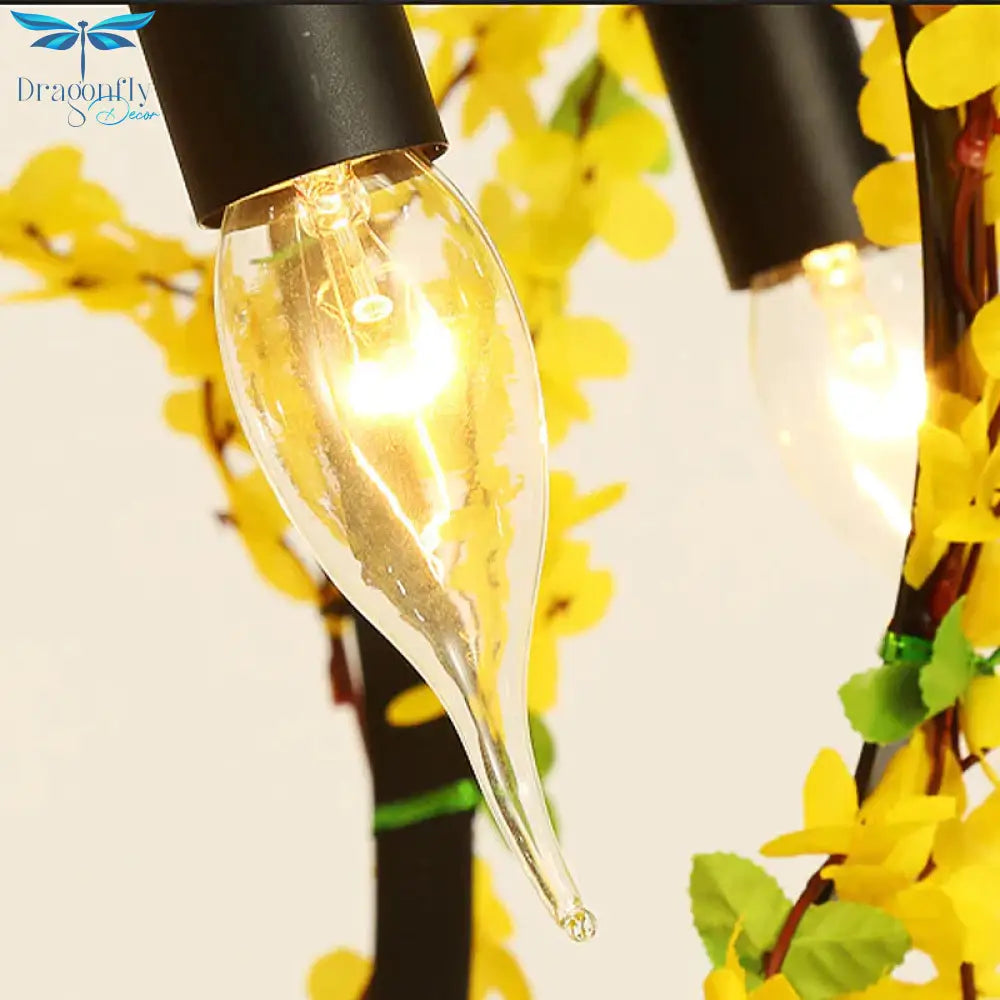 5 Heads Iron Pendant Chandelier Traditional Black Flower Basket Restaurant Suspension Ceiling Light