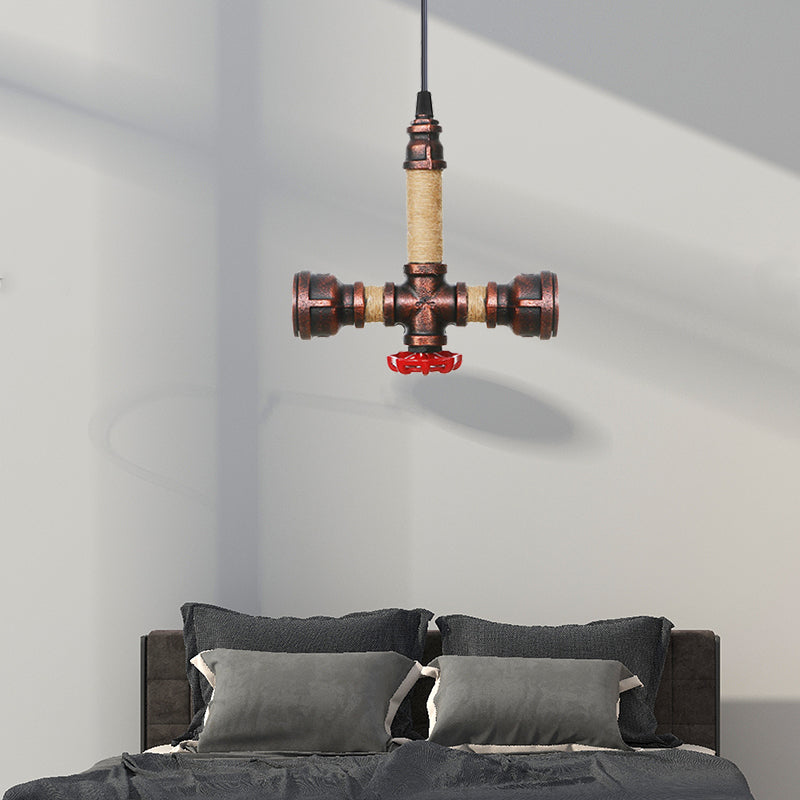 Cristina - Vintage 2/3 Heads Pendant Chandelier Water Pipe Metallic Hanging Ceiling Light In Rust