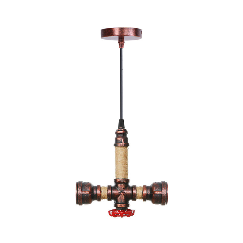 Cristina - Vintage 2/3 Heads Pendant Chandelier Water Pipe Metallic Hanging Ceiling Light In Rust