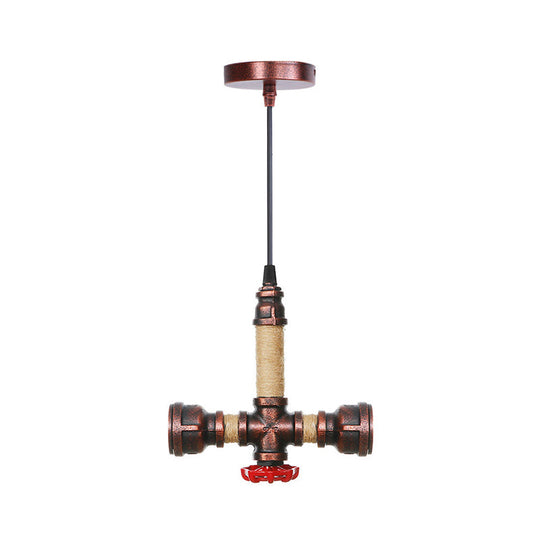 Cristina - Vintage 2/3 Heads Pendant Chandelier Water Pipe Metallic Hanging Ceiling Light In Rust
