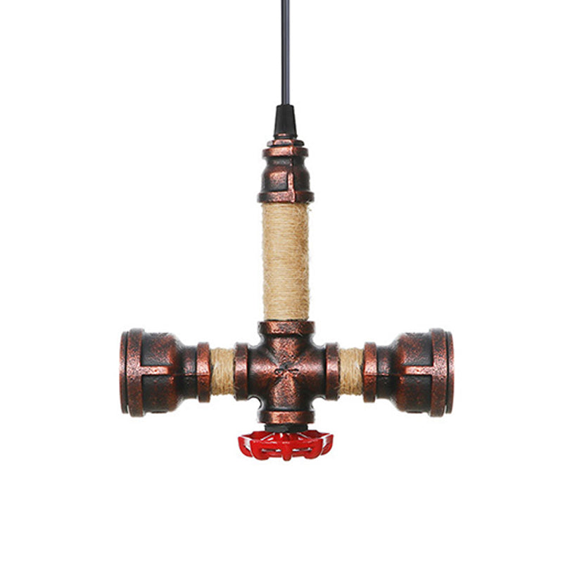 Cristina - Vintage 2/3 Heads Pendant Chandelier Water Pipe Metallic Hanging Ceiling Light In Rust