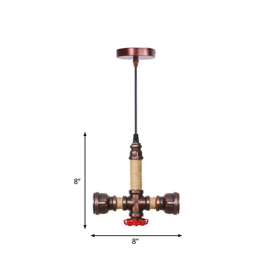 Cristina - Vintage 2/3 Heads Pendant Chandelier Water Pipe Metallic Hanging Ceiling Light In Rust