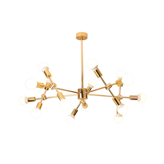 Gold Sputnik Hanging Ceiling Light Modern Nordic 15 Lights Iron Chandelier Pendant Lamp For Living