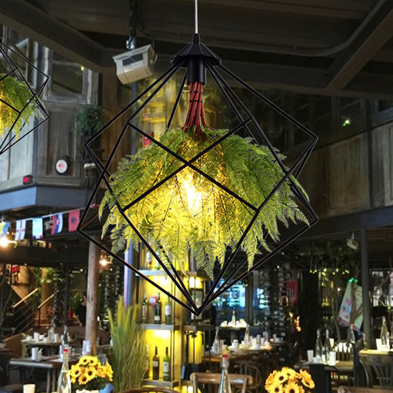Wasat - 18/21.5 Industrial Black Geometric Pendant Light Fixture