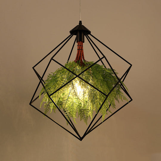 Wasat - 18/21.5 Industrial Black Geometric Pendant Light Fixture
