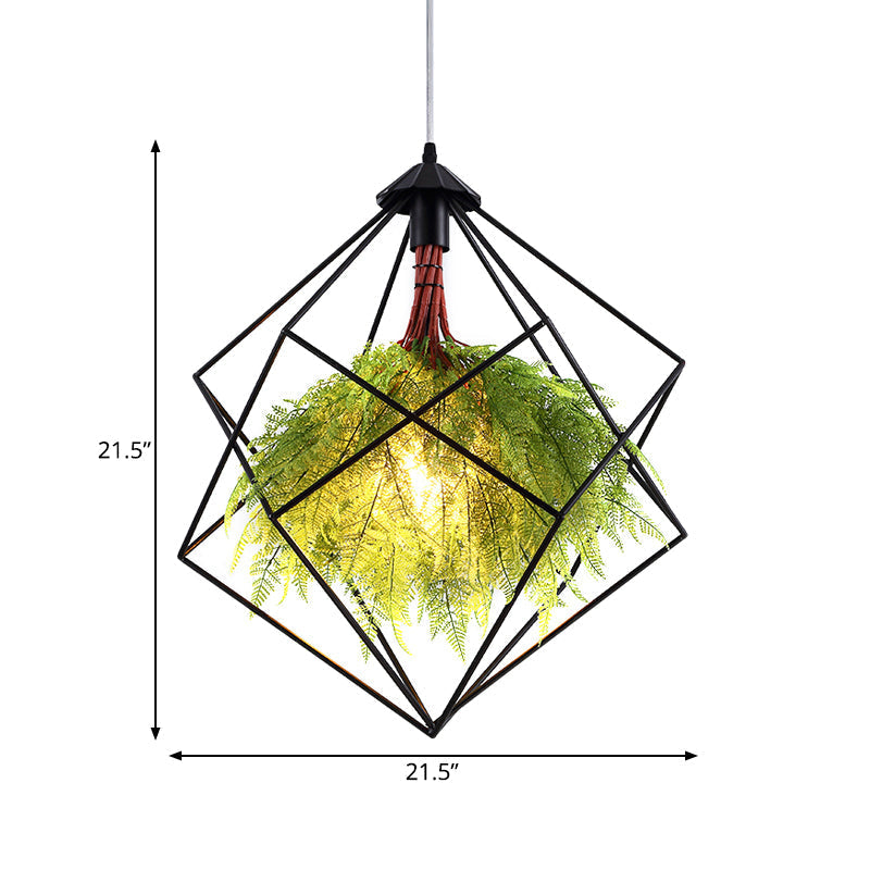 Wasat - 18/21.5 Industrial Black Geometric Pendant Light Fixture
