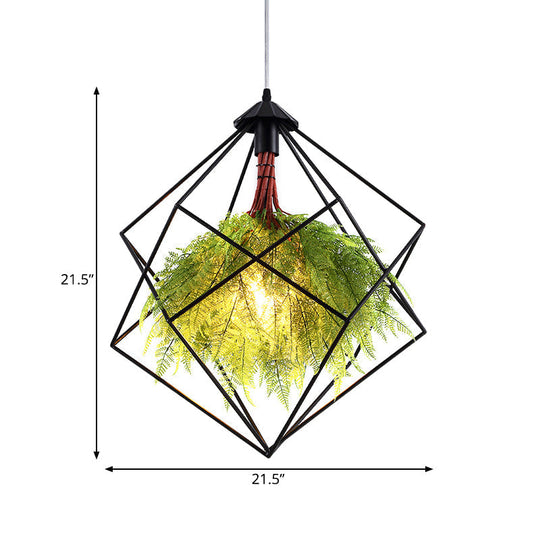 Wasat - 18/21.5 Industrial Black Geometric Pendant Light Fixture