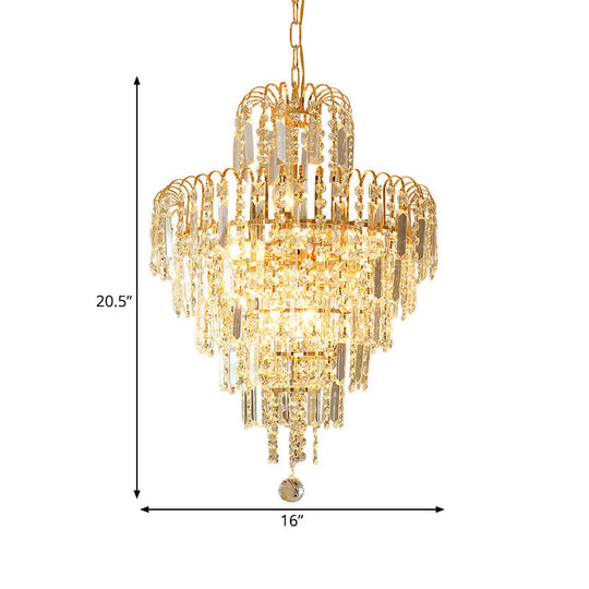 Modern Gold 4 - Light Tiered Crystal Hanging Chandelier Ceiling Light For Dining Room Pendant