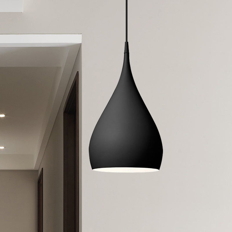 Simona - Modern 6.5/10 Wide Teardrop Pendant Lighting Metal 1 Light Black/White/Red Hanging Black /