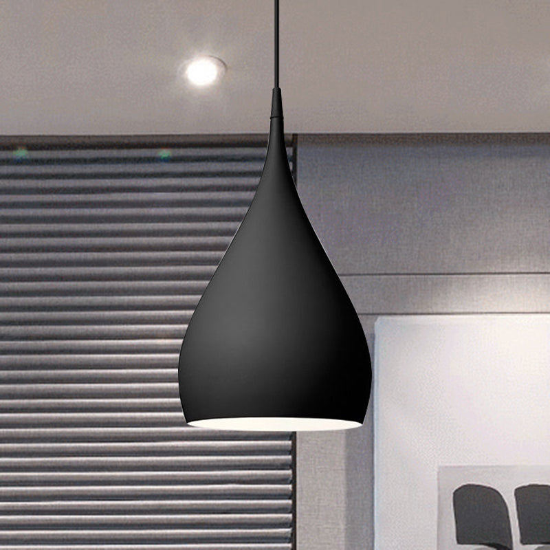 Simona - Modern 6.5/10 Wide Teardrop Pendant Lighting Metal 1 Light Black/White/Red Hanging