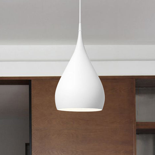 Simona - Modern 6.5/10 Wide Teardrop Pendant Lighting Metal 1 Light Black/White/Red Hanging White /