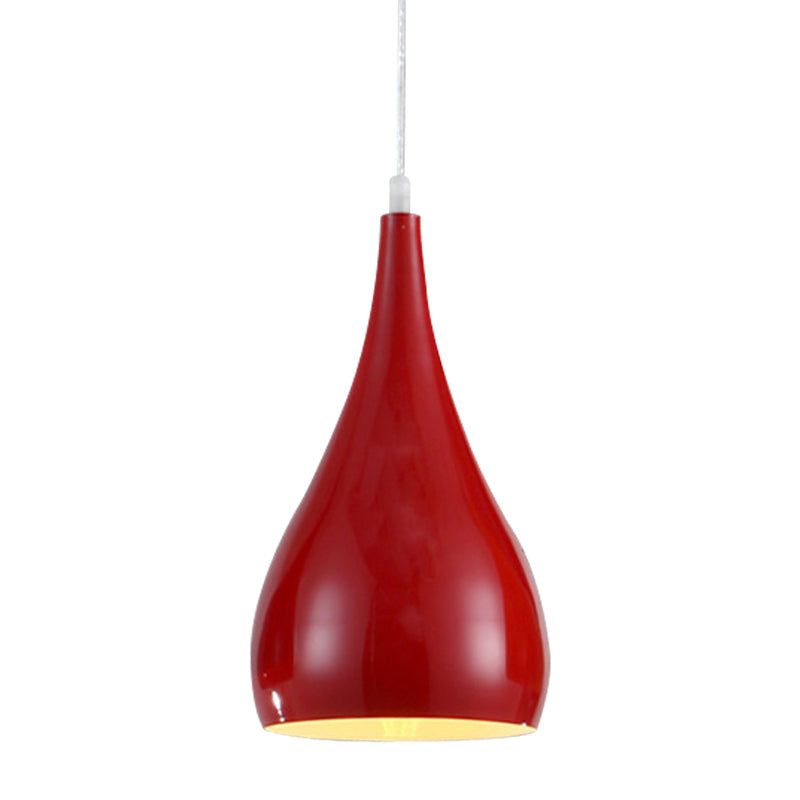 Simona - Modern 6.5/10 Wide Teardrop Pendant Lighting Metal 1 Light Black/White/Red Hanging