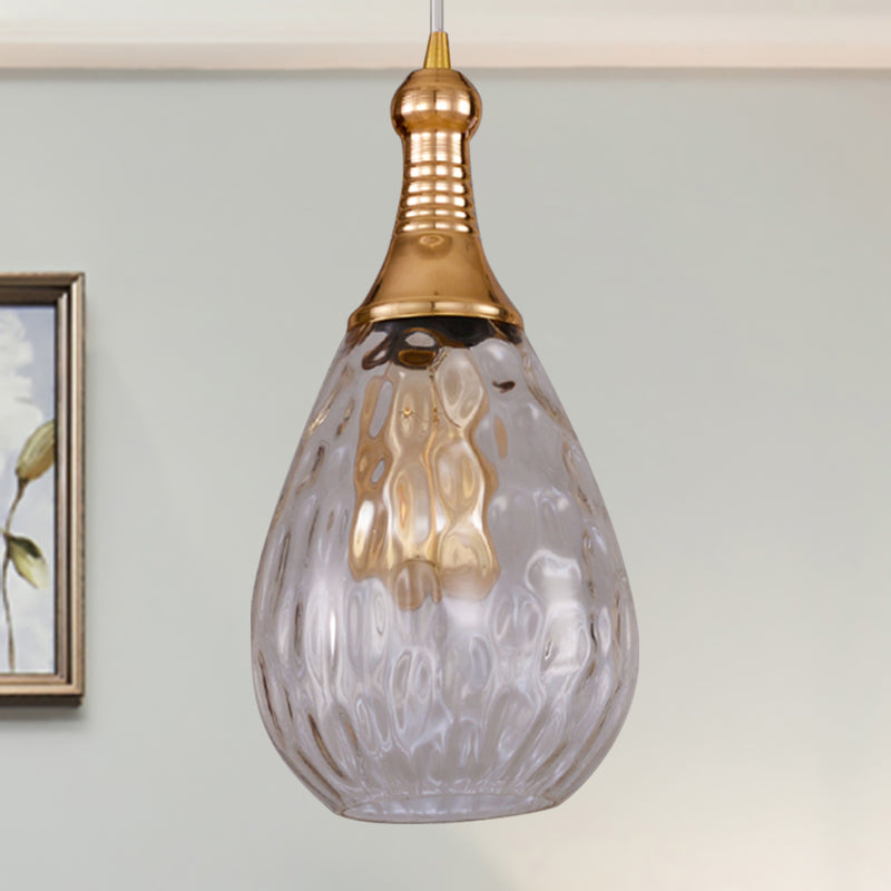 Daisy - Industrial Black/Brass Teardrop Ceiling Light Clear/Amber/Grey Water Glass 1 - Light