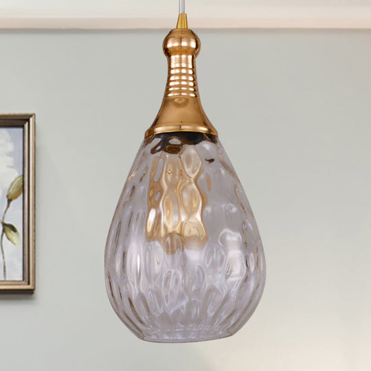 Daisy - Industrial Black/Brass Teardrop Ceiling Light Clear/Amber/Grey Water Glass 1 - Light