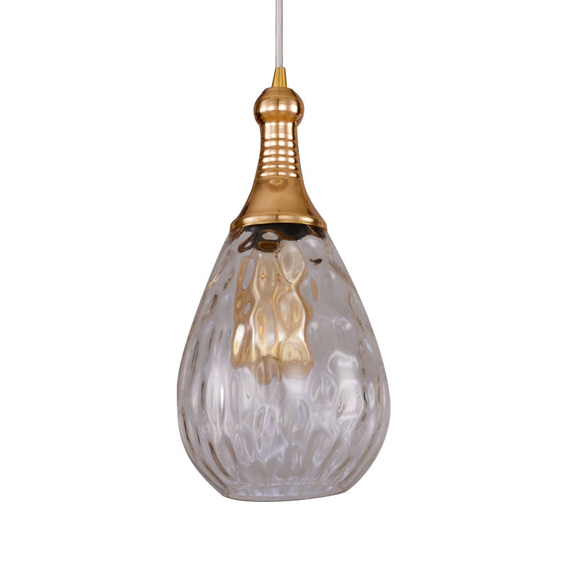 Daisy - Industrial Black/Brass Teardrop Ceiling Light Clear/Amber/Grey Water Glass 1 - Light