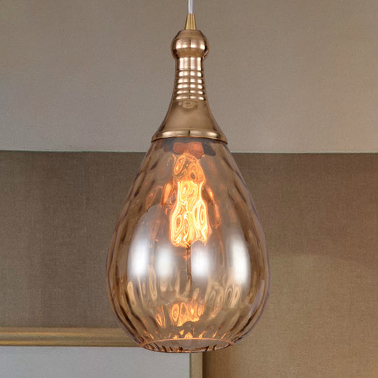 Daisy - Industrial Black/Brass Teardrop Ceiling Light Clear/Amber/Grey Water Glass 1 - Light