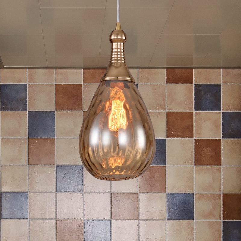 Daisy - Industrial Black/Brass Teardrop Ceiling Light Clear/Amber/Grey Water Glass 1 - Light