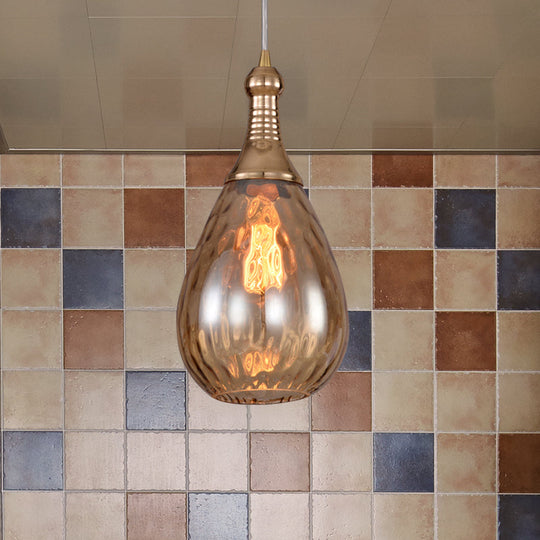 Daisy - Industrial Black/Brass Teardrop Ceiling Light Clear/Amber/Grey Water Glass 1 - Light