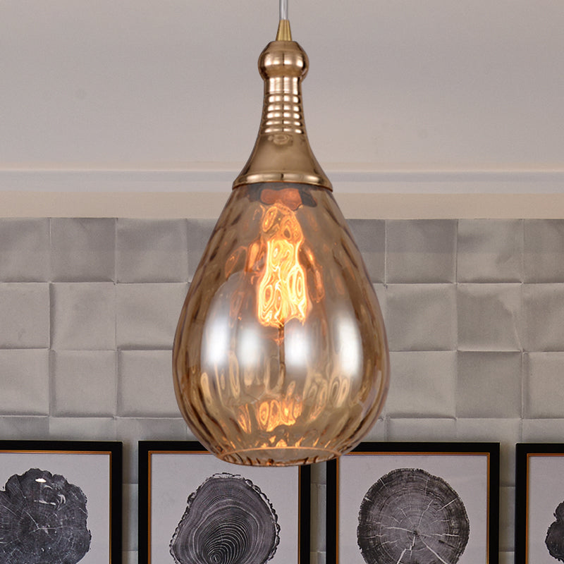Daisy - Industrial Black/Brass Teardrop Ceiling Light Clear/Amber/Grey Water Glass 1 - Light