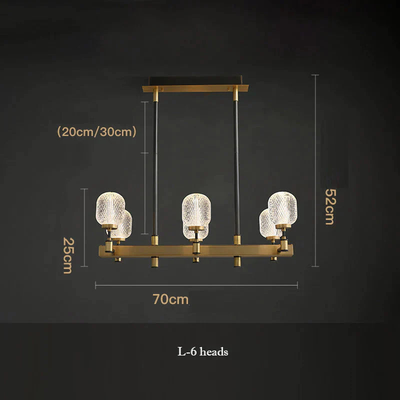 Copper Light Luxury Living Room Chandeliers Home Dining Lamps L - 6 Heads / Trichromatic Light