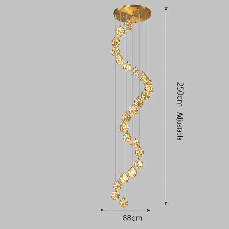 Nordic Light Luxury Crystal Living Room Chandelier All Copper 24 Heads / Trichromatic Light Pendant
