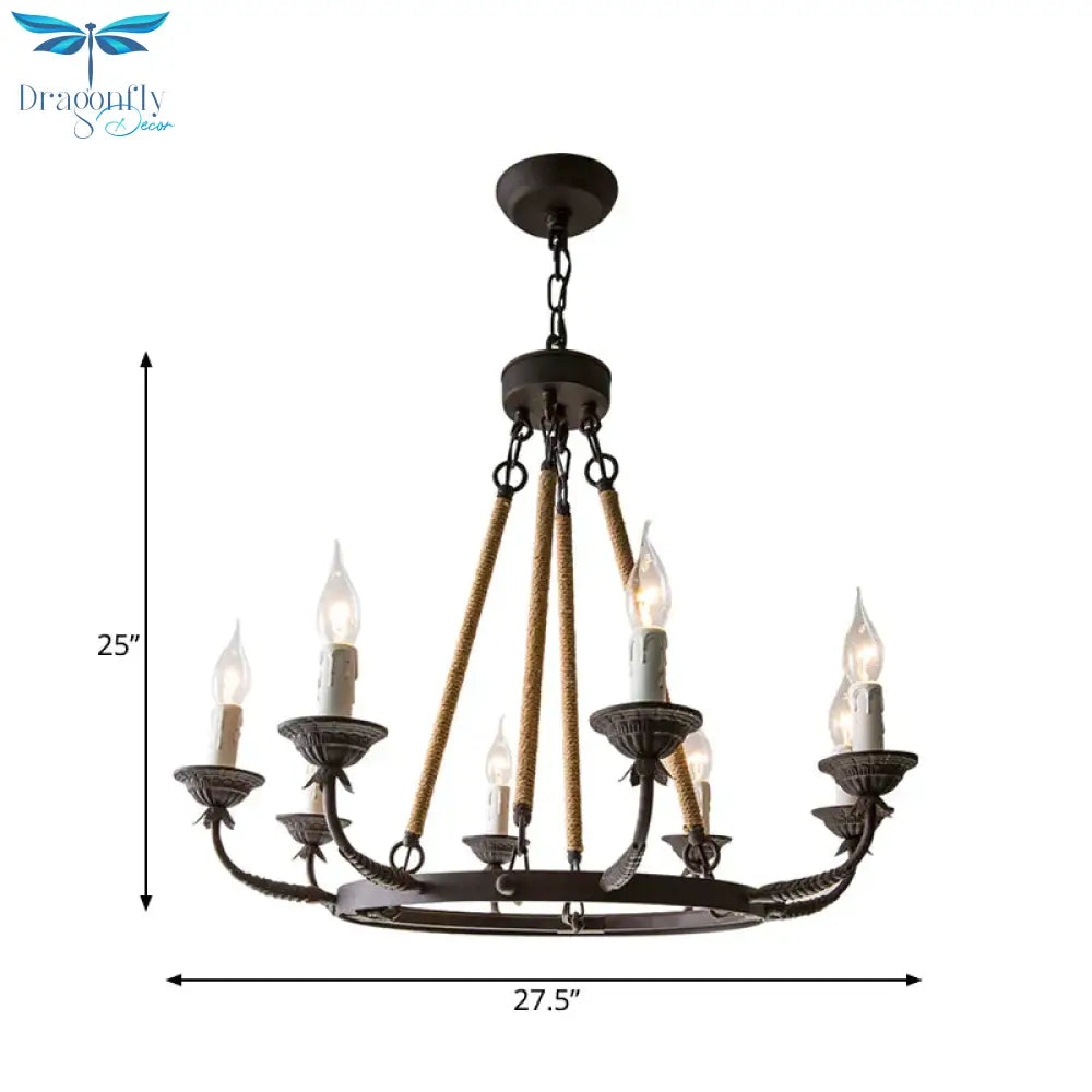 6/8/12 Lights Wagon Wheel Chandelier Lighting Classic Rust Metal Pendant Light Fixture For Dining