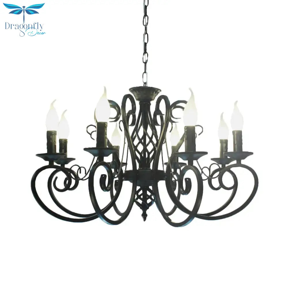 6/8 - Bulb Ceiling Chandelier Minimalism Candle Style Metallic Hanging Light Kit With Swirled Arm