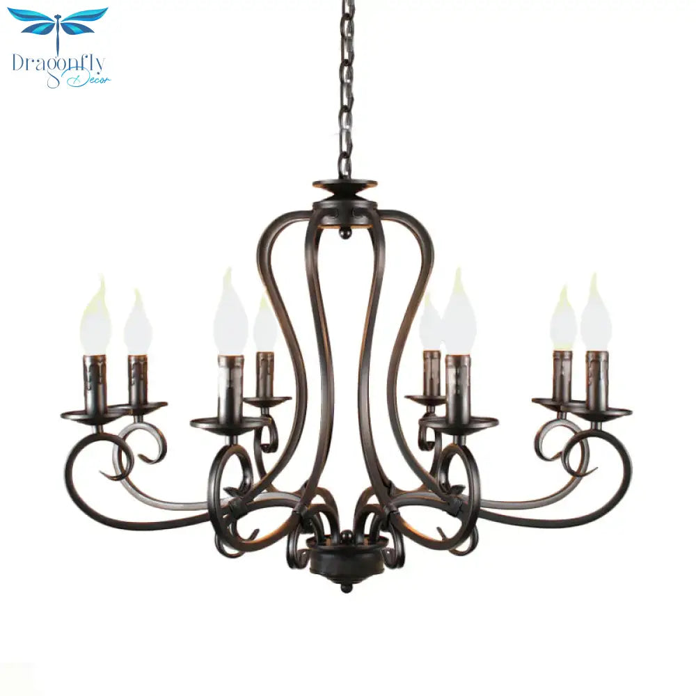 6/8 Bulbs Metal Chandelier Lighting Antique Black Starburst Living Room Suspension Pendant Lamp