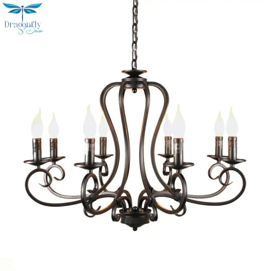6/8 Bulbs Metal Chandelier Lighting Antique Black Starburst Living Room Suspension Pendant Lamp