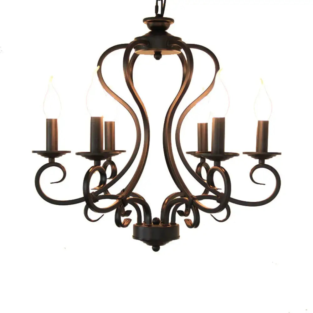 6/8 Bulbs Metal Chandelier Lighting Antique Black Starburst Living Room Suspension Pendant Lamp