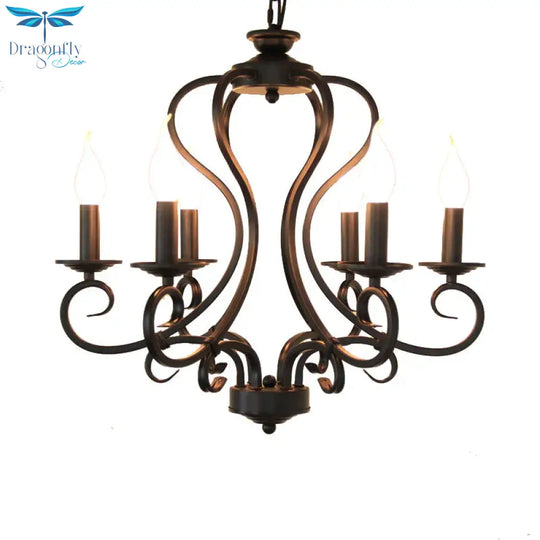 6/8 Bulbs Metal Chandelier Lighting Antique Black Starburst Living Room Suspension Pendant Lamp