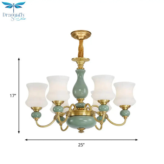6/8 Bulbs Metallic Chandelier Light Vintage Gold Swooping Arm Guest Room Ceiling Suspension Lamp
