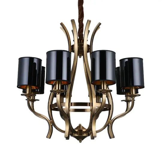 6/8 Heads Pendant Chandelier Countryside Bedroom Metal Hanging Light Fixture With Cylinder Pvc