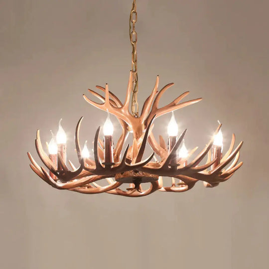 6/8 Lights Resin Chandelier Pendant Lighting Countryside Brown Branch Restaurant Ceiling Hang