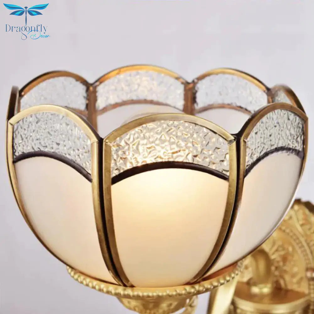 6 Lights Chandelier Pendant Lamp Colonial Bedroom Ceiling Suspension Light In Gold With Bowl