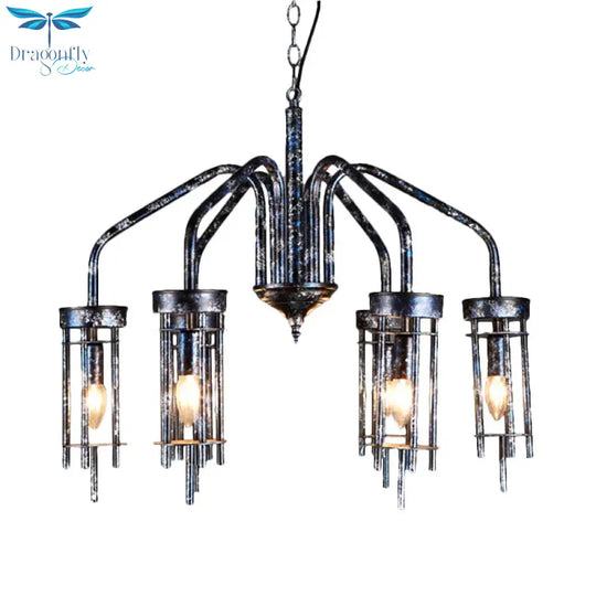 6 Lights Metal Chandelier Lamp Farmhouse Antique Black Sputnik Bedroom Down Lighting Pendant
