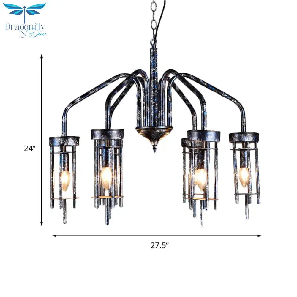 6 Lights Metal Chandelier Lamp Farmhouse Antique Black Sputnik Bedroom Down Lighting Pendant