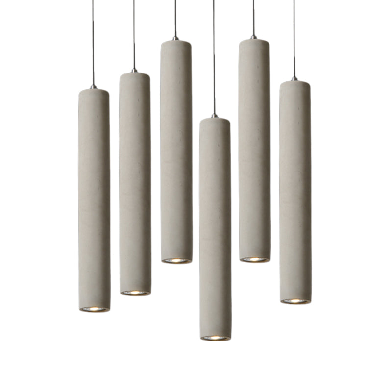 Tureis - Grey Concrete Cylinder Pendant Light Modernist Style 1 Living Room Hanging Fixture With