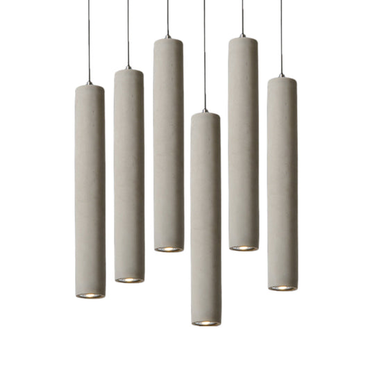 Tureis - Grey Concrete Cylinder Pendant Light Modernist Style 1 Living Room Hanging Fixture With