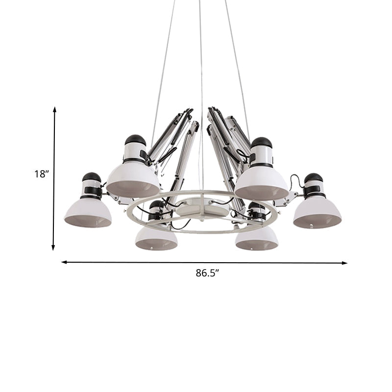 Maria - Vintage White Swing Arm 6 - Heads Chandelier Ceiling Lamp