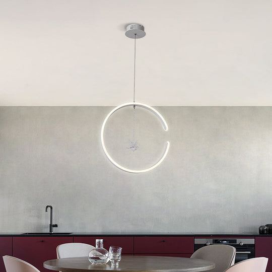 Acrylic Ring Pendant Lamp Minimalist Led Hanging Ceiling Light In White/Black Lighting