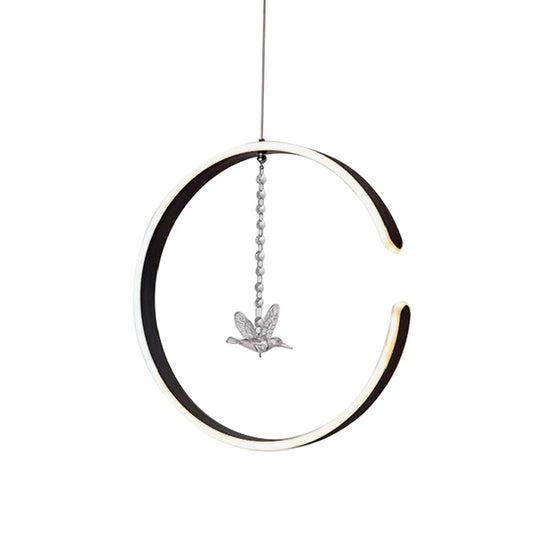Acrylic Ring Pendant Lamp Minimalist Led Hanging Ceiling Light In White/Black Lighting
